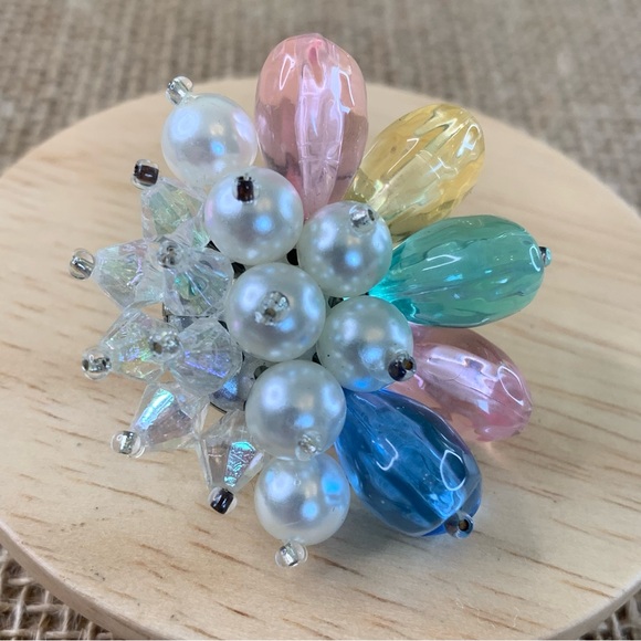 Vintage Colorful Beaded Faux Pearl Necklace & Bead Cluster Pierced Earrings 25" - Picture 16 of 16